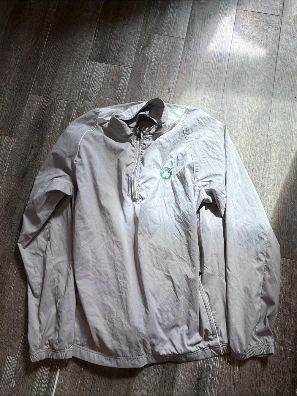 Adidas Clima Proof Golf Celtics Gray Quarter-Zip Windbreaker Jacket Men's